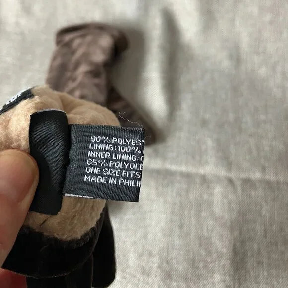 Vintage Cejon Ladies Wrist Style Brown Velour/Velvet Thinsulate Gloves, One Size - Picture 5 of 6